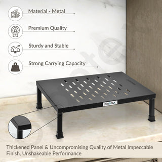 Plantex GI Steel Microwave Oven Stand for Kitchen Platform/Microwave Rack Shelf Organizer for Countertop/Heavy-Duty Metal OTG Rack - Black