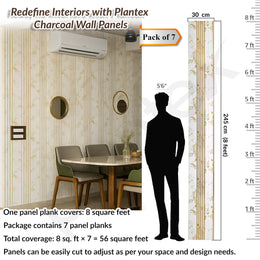 Plantex Louvers Panel for Wall/8 Feet Wall Panels/3D Charcoal Panel for Interior Walls Décor - Pack of 7 Covers - 56 Sq. Ft, Size-1 Feet x 8 Feet (WD-2201)