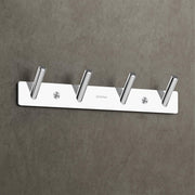Plantex Wall Hooks for Hanging Cloth/Stainless Steel Towel Hangers/Wall Mounted Cloth Hanger/Hook Rail for Hanging Keys - 4 Hooks (Pack of 1, Chrome)