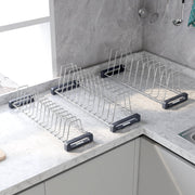 Plantex Stainless Steel Thali Stand/Saucer/Plate Rack/Dish Rack/Plate Fixer for Modular Kitchen/Tandem Box Accessories - Set of 3 (Chrome)
