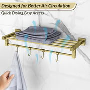 Plantex Stainless Steel 24 Inch Towel Rack for Bathroom/Towel Stand/Towel Holder/Towel Bar/Bathroom Accessories - Pack of 1, Aqua (Brass Antique)