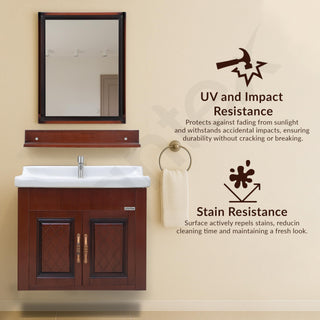 Plantex Unbrekable Bathroom Vanity Cabinet & Washbasin Set/Washbasin with Cabinet/Basin Cabinet for Bathroom with Mirror (Brown)