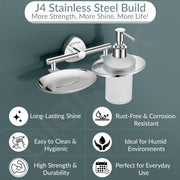 Plantex J4 Stainless Steel Soap Dish with Liquid Dispenser/Soap Stand for Bathroom Wall Mount/Shampoo Dispenser/Bathroom Accessories (Chrome Finish) Angel
