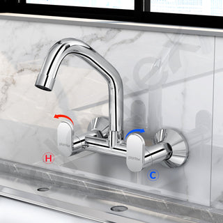 Plantex Pure Brass Kitchen Sink Tap/Sink Mixer Tap Hot and Cold/Kitchen Taps for Home Sink with Brass Wall Flange and Teflon Tape-7 Year Warranty by Plantex (ORN-215-Chrome)