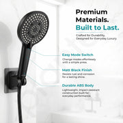 Plantex Hand Shower for Bathroom/5 Mode Multifunctional Shower/5-Inch ABS Plastic Silicone Handheld Shower Head/Easy Mode Switching – (Black, APS-8607)