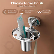 Plantex J4 Stainless Steel Toothbrush Holder for Bathroom/Toothbrush Stand for Bathroom/Tumbler Holder/Bathroom Accessories (Chrome Finish) Onix