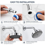 Plantex Shower Head for Bathroom with Shower Arm/Bathroom shower Combo(488) Strong ABS Combo/Rain Shower/Adjustable Head/9 Inch Shower Arm/6 Inch Shower Head