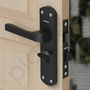 Plantex Heavy-Duty Door Lock Handle Set for Home/ 6-Lever Lock Mechanism with 3 Years of Warranty by Plantex/Mortise Lock with 3 Keys, Brass Lockbody & Cylinder (8132 - Z-Black)