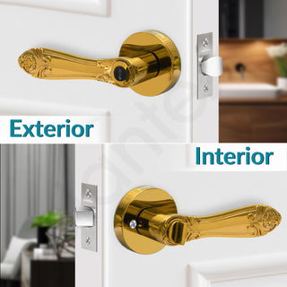 Plantex Heavy-Duty Door Lock - Bathroom Door Lock/Mortise Keyless Handle Set for Home/Bathroom/Balcony/Store Room - (DTM-628, PVD Gold)