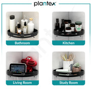 Plantex Corner Shelf for Bathroom Wall/Self Adhesive Bathroom Shelf/Aluminium Shelf Corner Organiser Without Drill/Adhesive Corner Shelf Rack- Pack of 2 (9x9 Inch, Matt Black)