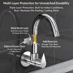 Plantex Kitchen Taps for Home Sink with Water Saving Nozzle/Kitchen Tap/High Arc 360° Swivel Spout for Sink Tap with Brass Wall Flange -(Pac-1810-Chrome)