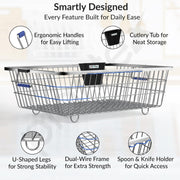 Plantex Heavy-Duty Stainless-Steel Dish Drainer Basket for Kitchen Utensils/Dish Drying Rack/Plate Stand/Bartan Basket (Large Size-64x47x20cm)