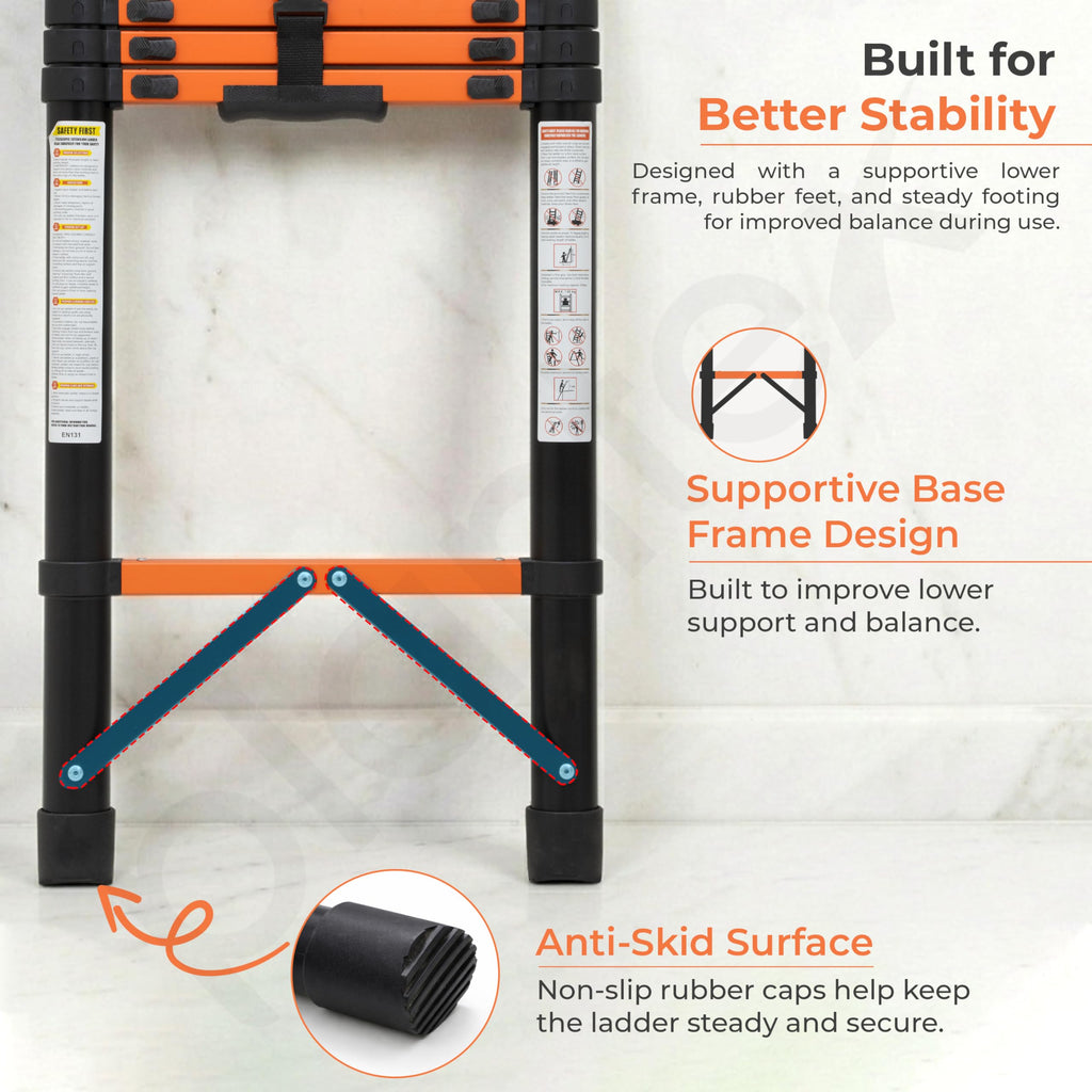 Plantex 4.3m (14.10 ft.) Telescopic Ladder/Carbon Steel 11-Steps ...