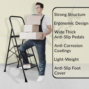 Plantex Premium Foldable Ladder for Home Use Ã¢â‚¬â€œ Durable Alloy Steel ladder/4-Step Ladder for Safe and Easy Access (Black & Grey)