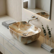 Plantex Ceramic Tabletop Basin Sink/Basin for Bathroom/Wash Basin/Washbasin for Restaurant, Hotel (Marble Finish, 18 x 13 x 5.5 Inch)