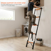 Plantex 1.9m (6.23 ft.) Telescopic Ladder/Carbon Steel 5-Steps Portable & Compact Ladder/Foldable Multipurpose Collapsible Ladder for Home & Outdoor Use - (Orange)
