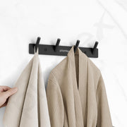 Plantex Wall Hooks for Hanging Cloth/Stainless Steel Towel Hangers/Bathroom Robe Hooks/Door Hangers/Round Wall Hook/Hook Rail for Hanging Keys - 4 Hooks (Pack of 2, Z-Black)