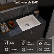 Plantex Undermount Sink for Kitchen/Quartz Acrylic Kitchen Sink with 10 Years Warranty by Plantex/Granite Single Bowl Kitchen Sinks with Coupling (Ultra Brun-24x18 Inches)