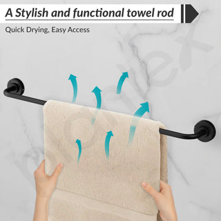 Plantex Towel Rod for Bathroom/304 Grade Stainless Steel Towel Hanger/24 Inch Towel Bar for Bathroom/Single Towel Rod/Bathroom Accessories - (Daizy - Black)