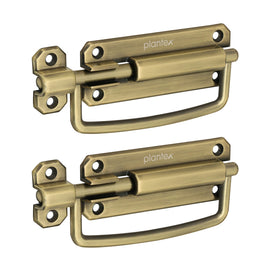 Plantex Door Stopper/5 Inch Baby Latch Kadi/Door Latch for Bathroom/Door Lock for Home/Office Doors - Pack of 2 (Brass Antique)