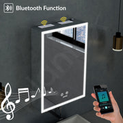 Plantex 304 Stainless Steel Bathroom Mirror Cabinet/Mirror Cabinet for Wash Basin/Bathroom Organiser with Mirror (16x24 Inch|LED, Defogger & Bluetooth|Chrome)