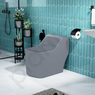 Plantex Imported Ceramic Commode/Rimless Siphonic Western Toilet/S Trap Floor Mounted Commode with Soft Close Toilet Seat Cover (Matt Grey)