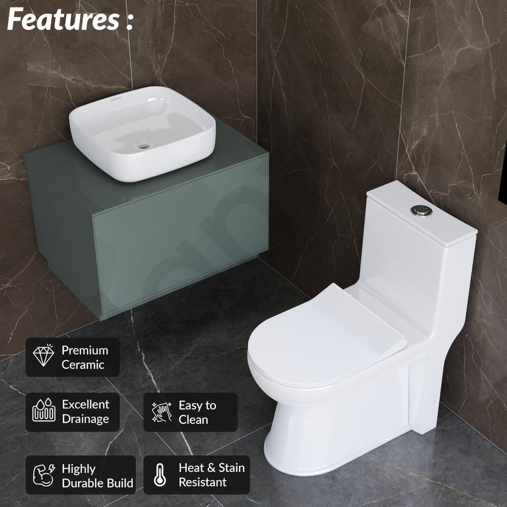 Plantex Platinum Ceramic Rimless Commode with Wash Basin for Bathroom/S ...