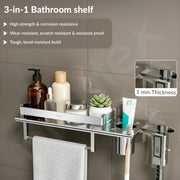 Plantex Bathroom Organizer - Stainless Steel Multipurpose Bathroom Shelf for Wall/Bathroom Accessories Set-(Chrome / 15-Inches) Pack of 2