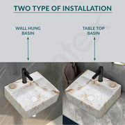Plantex Wall Mount Washbasin for Bathroom/Designer Ceramic Basin/Rectangle Tabletop Wash Basin/Home/Office (13 x 11.5 x 4.5 Inch)