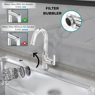 Plantex Pure Brass Sink Tap for Wash Basin with 360° Swivel Spout/Kitchen Tap with Water Saving Aerator- 7 Year Warranty (BAL-512 -Chrome Finish)