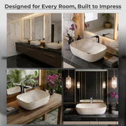 Plantex Ceramic Countertop Basin with Brown Veins - Wash Basin for Bathroom, Restaurant, Hotel (18 x 13 x 5.5 Inch)
