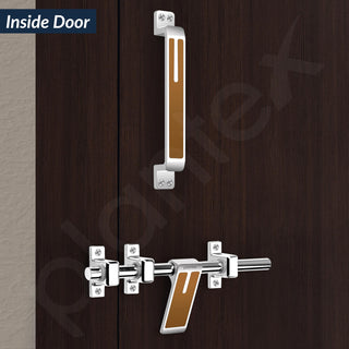 Plantex Stainless Steel Door Kit for Single Door/Door Accessories (10-inch Al-Drop,8-inch Latch,2 Handles,7-inch Tower Bolt and 4-inch Door Stopper- (Chrome & Rose Gold)