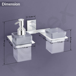 Plantex 304 Grade Stainless Steel Liquid Soap Dispenser/Tumbler Holder/Toothbrush Holder/Bathroom Accessories (Crystal - Chrome)