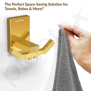 Plantex 304 Grade Stainless Steel Robe Hook/Cloth Towel Hanger/Door Hanger Hook/Bathroom Accessories - Pack of 1 (Crystal, PVD Gold)