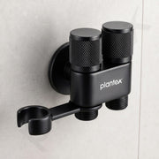 Plantex 2 Way Angle Cock/Stainless Steel Double Outlet Water Valve/Bathroom & Kitchen Tap Connector/Water Faucet - Pack of 1 (Black, APS-N-8)