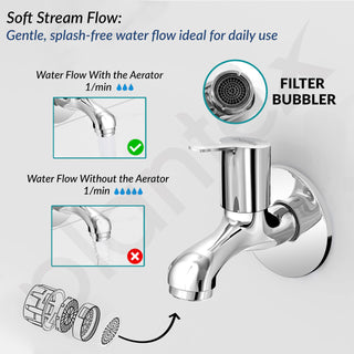 Plantex Bib Cock Tap for Bathroom/Short Body Taps/Wall Mount Tap for Wash Basin with Teflon Tape & Wall Flange - Pack of 1 (Rio, Chrome)