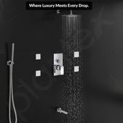 Plantex 4 Way Thermostatic Shower Jet Diverter with Single Lever High Flow Mixer/Pure Brass Concealed Body & Exposed Parts Kit/Outlet Bathroom Valve - Chrome (Kubix Primium-2586)