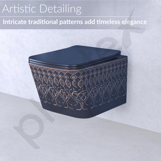 Plantex Ceramic Commode for Toilet/Rimless Washdown Western Toilet/P Trap Commode with Soft Closing Toilet Seat Cover - (LAS04, Blue)