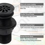 Plantex 4 Inch Waste Coupling for Washbasin/Nylon Thread Body with Brass Head Coupling/Coupling for Sink - Pack of 1 (BH-1116, Black)