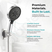 Plantex Hand Shower for Bath/4 Mode Multifunctional Shower/5-Inch ABS Plastic Silicone Handheld Shower/Easy Mode Switching – (Chrome, H615)
