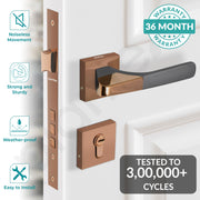 Plantex Main Door Lock/Mortise Lock for Door with 3 Years of Warranty - Robust Door Lock for Home with Brass Lock Body & Cylinder(7114 - PVD Choco & Satin Black)