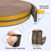 Plantex Window Seal Tape for Perimeter/Door Strip/DIY 3M Self Adhesive/Soundproof & Weatherproof Strip - Pack of 4 (E Shape, 18Feet, Brown)