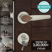 Plantex Heavy Duty Door Lock/Main Door Mortise Lock Handle/Handle Set for Home/Office/Door Accessories - (PT-012, Satin & Wood)