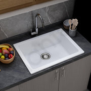 Plantex Quartz Acrylic Kitchen Sink/Undermount Sink for Kitchen with 10 Years Warranty by Plantex/Granite Single Bowl Kitchen Sinks with Coupling (Whiti-24x18 Inches)