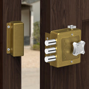Plantex Dead Bolt Lock/Rim Lock Set for Home/Hotel/Office - Pack of 1 (Brass Antique)