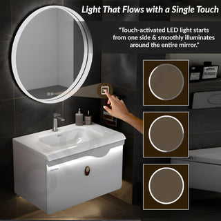 Plantex Unbrekable Plywood Vanity Set for Bathroom/Wall Mount Wash Basin with Cabinet Full Set/Bathroom Organizer with Mirror, Coupling & Cabinet Motion Sensor Light (NZBC - 38)