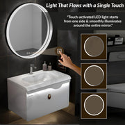 Plantex Unbrekable Plywood Vanity Set for Bathroom/Wall Mount Wash Basin with Cabinet Full Set/Bathroom Organizer with Mirror, Coupling & Cabinet Motion Sensor Light (NZBC - 38)