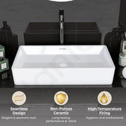Plantex Platinum Tabletop Wash Basin for bathroom/Countertop Ceramic Washbasin/10 Years Glaze Warranty by Plantex (White, 23.5 x 13.5 x 4.5 Inch)