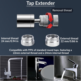 Plantex Brass Tap Extender for Kitchen Sink/360° Swivel Kitchen Sink Tap Aerator/2 Anti-Splash Modes/Upto 80% Water Saving/Fits F22 and M24 mm taps (XL-1035 Chrome)
