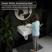 Plantex Ceramic Wash Basin for Bathroom/Wall Hung Basin with 10 Years Glaze Warranty by Plantex/Small Wall Mount Basin/Washbasin for Restaurant, Hotel(Glossy White/Cubic - 17 x 13.5 x 5 Inch)